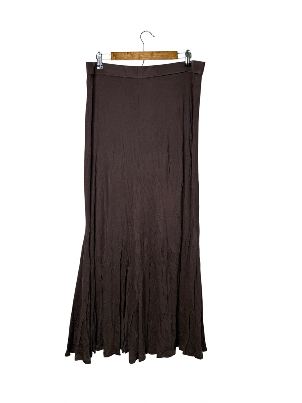 Boden 100% Lyocell Dark Chocolate Brown Ruffle Hem Jersey Knit Maxi Skirt Festi